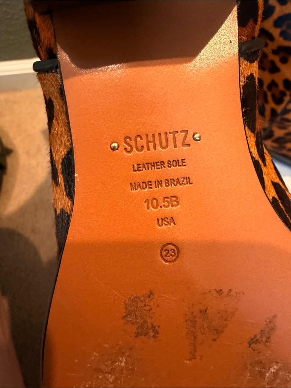 SCHUTZ Ashley Leopard Print Mid-Calf Heeled Boots EUC - Picture 13 of 16